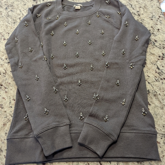 J.Crew Factory Gray Beaded Sweatshirt Sz XS - Picture 1 of 5